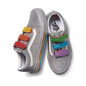 Vans × Flour Shop | Old Skool Rainbow Glitter velcro sneakers | WMS 8 MENS 6.5